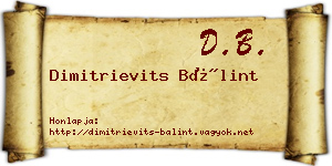 Dimitrievits Bálint névjegykártya