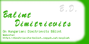balint dimitrievits business card
