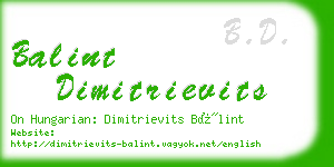 balint dimitrievits business card